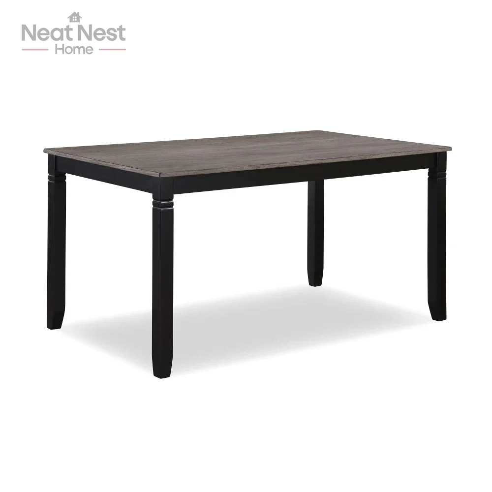 6-Pieces Chalk Gray Finish dining table set ,Bench Dining Room Wooden Dining Set Furniture, Transitional Contemporary Style - Image 2